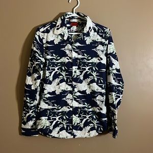 Long sleeve cotton shirt birds trees l2